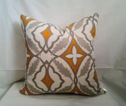Orange & Grey Pillow Cover, 18x18 Decorative Pillow, Toss Home Decor, Summer, Spring Retro - thumbnail 1