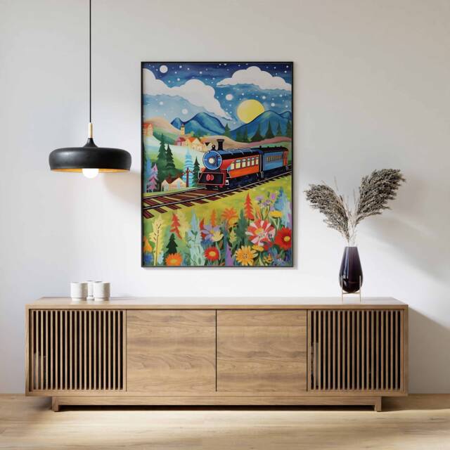 Train Print, Wall Art, Steam Poster, Boys Room Kids Decor, Playroom Decor - image 1