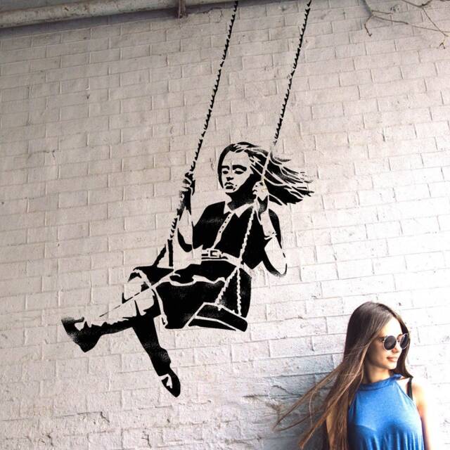 Banksy Girl On Swing Stencil Large Wall Art Decor - 4Ft X 6Ft+ - image 1