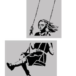 Banksy Girl On Swing Stencil Large Wall Art Decor - 4Ft X 6Ft+ - thumbnail 3