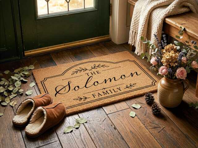 Classic Notched Corner Frame - Personalised Family Name Coir Doormat - image 1
