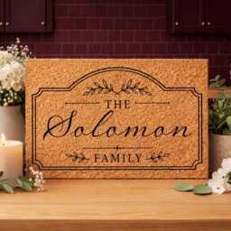 Classic Notched Corner Frame - Personalised Family Name Coir Doormat - thumbnail 2