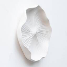 Porcelain Wall Sculpture With 24Ct Gold - Contemporary Ceramic Flower Art - Set Of 3 - thumbnail 3