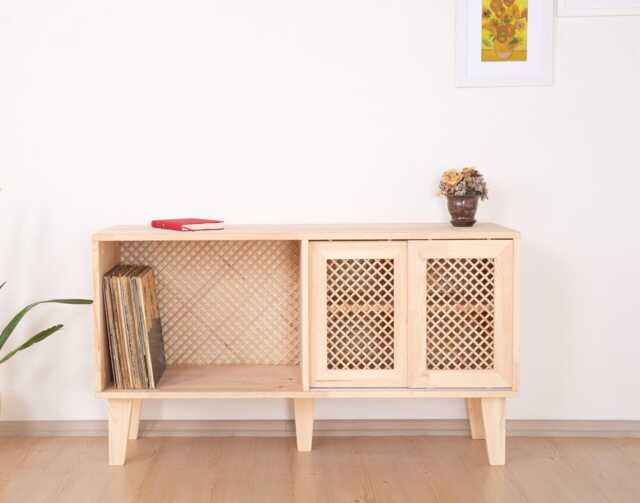 Vinyl Record Storage, Turntable Stand, Japandi Furniture - Sig - image 1
