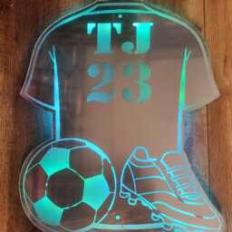 Football Kit Rainbow Led Light Up Mirror Or Freestanding Bed Lamp Personalised - thumbnail 2