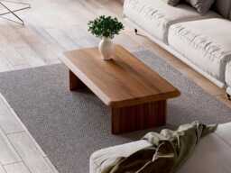 Japandi Coffee Table - Wooden Coffee Table Unique Solid Oak Modern Living Room