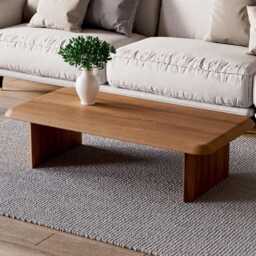 Japandi Coffee Table - Wooden Coffee Table Unique Solid Oak Modern Living Room - thumbnail 3