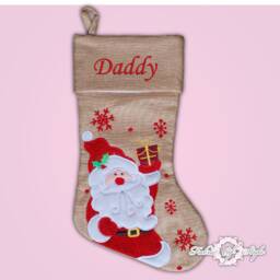 Personalised Christmas Stocking Luxury Embroidered Xmas Stockings Santa Reindeer Snowman Hessian - thumbnail 3