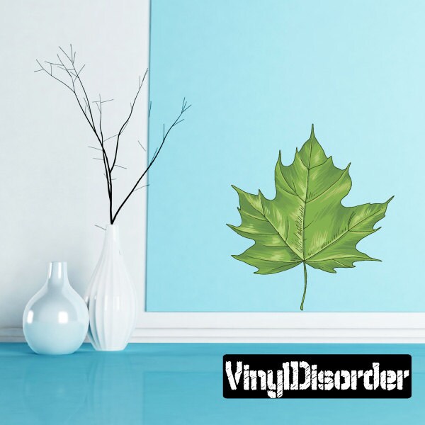 Floral Leaf Wall Decal - Fabric Vinyl Removable & Reusable Floralleafuscolor006Et