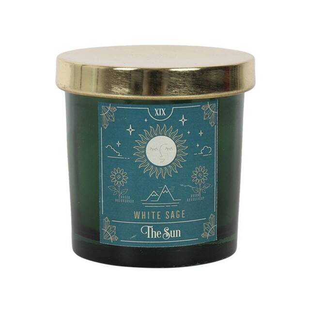 The White Sun Sage Tarot Candle - Lidded Celestial Moon & Stars Candle - image 1