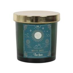 The White Sun Sage Tarot Candle - Lidded Celestial Moon & Stars Candle - thumbnail 1