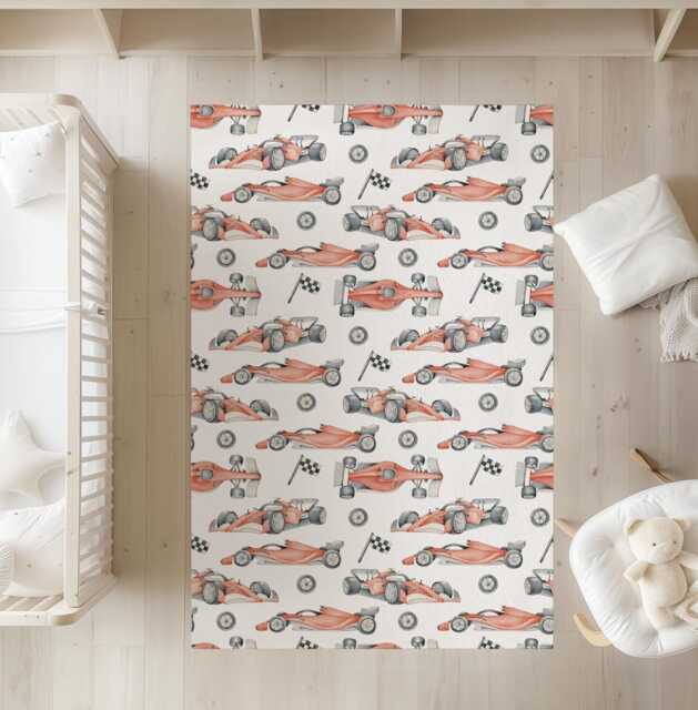 Race Car Red - Rug, Carpet, Kids Decor, Children's Room Decor, Kids Carpet - image 1
