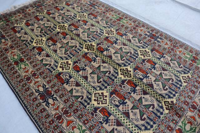 3'3x5'4 Handmade Afghan Area Rug - Top Quality Hand Knotted Veg Dyes Wool Oriental Turkmen Tribal Rug, 3x5 Living Rom - image 1