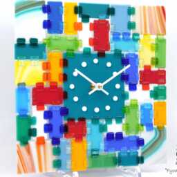 Wall Clock Rectangular Fantasy - Turquoise Morning Decorative Clock Glass Art Battery Powered Analog Display - thumbnail 3