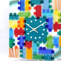 Wall Clock Rectangular Fantasy - Turquoise Morning Decorative Clock Glass Art Battery Powered Analog Display - thumbnail 2