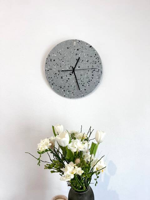 Round Wall Clock Recycled Plastic Marble - Or Terrazzo-style - image 1
