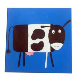 Kids Cow Painting On Canvas, Farm Animal Art, Boys Room Decor, Nursery Decor - thumbnail 1