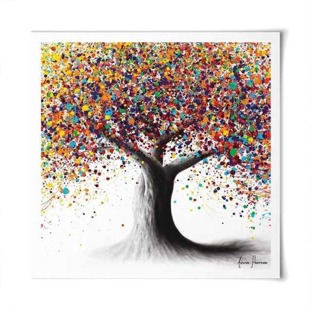 Rainbow Soul Tree Square Art Print - image 1