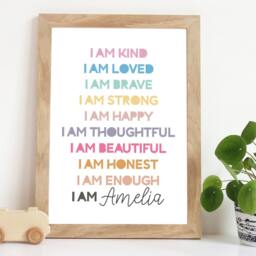 Girls Affirmation Prints, Bedroom Nursery Motivational Playroom Wall Art, Rainbow Print - thumbnail 1