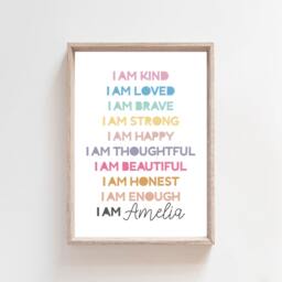 Girls Affirmation Prints, Bedroom Nursery Motivational Playroom Wall Art, Rainbow Print - thumbnail 3