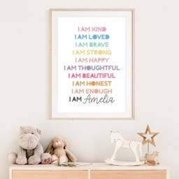 Girls Affirmation Prints, Bedroom Nursery Motivational Playroom Wall Art, Rainbow Print - thumbnail 2