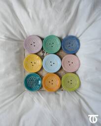 7 cm Round Small Soap Dish in Many Colors Made Of Ceramic With Drainage