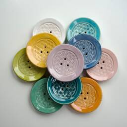 7 cm Round Small Soap Dish in Many Colors Made Of Ceramic With Drainage - thumbnail 2