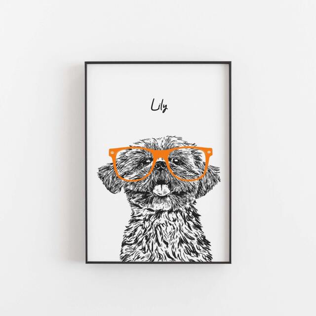 Shih Tzu Dog Print Personalized Pet Portrait Art - image 1