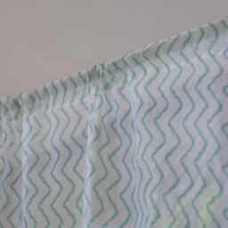 Green Chevron Blockprint Maheshwari Silk Curtain, Curtains, Living Room Door Grommet Panels & Drapes - thumbnail 2