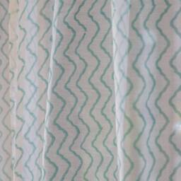 Green Chevron Blockprint Maheshwari Silk Curtain, Curtains, Living Room Door Grommet Panels & Drapes - thumbnail 3
