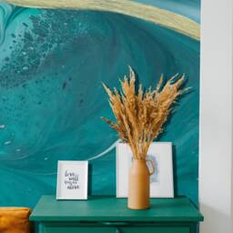 Aquamarine Marbling Wall Mural, Where Sea Meets The Sky Wallpaper, Acrylic Art Nursery & Room D??cor, Art - thumbnail 2