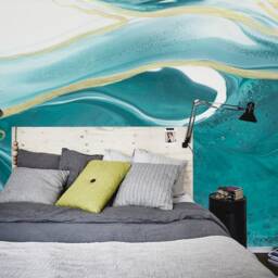 Aquamarine Marbling Wall Mural, Where Sea Meets The Sky Wallpaper, Acrylic Art Nursery & Room D??cor, Art - thumbnail 3