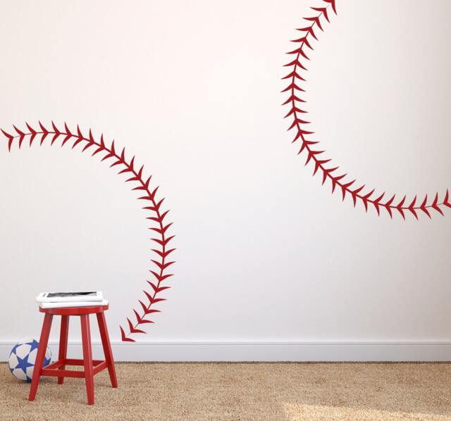Large Baseball Seams Vinyl Wall Decal - Sports Fan Room Decor - image 1