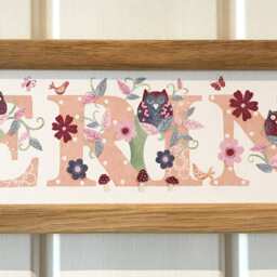 Door Sign - Owl Plaque Children's Kids Room Bedroom Nursery Art Print Owls Name Illustration Frame New Baby Personalised Gift - thumbnail 2