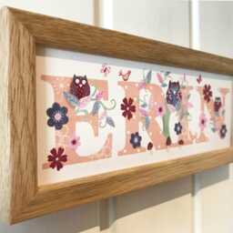 Door Sign - Owl Plaque Children's Kids Room Bedroom Nursery Art Print Owls Name Illustration Frame New Baby Personalised Gift - thumbnail 3