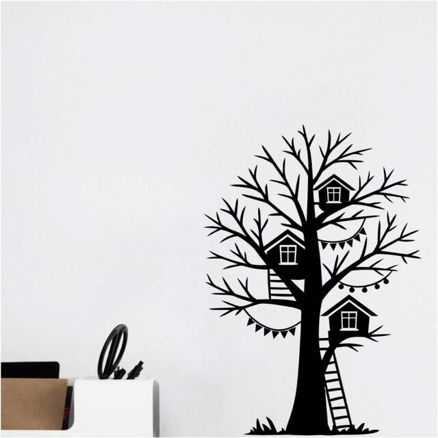 Children's Tree House Vinyl Wall Art, Decal, Sticker, Transfer, Mural, Decor, Rent Friendly, Interior, Exterior, Full - 1022 - image 1