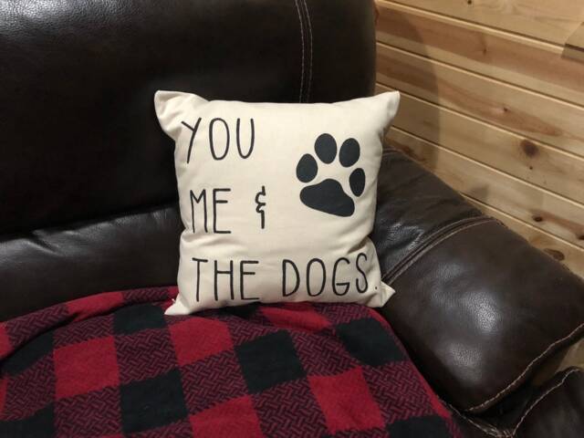 You, Me, & The Dogs Decorative Throw Pillow Handmade Quote Housewarming Gift Love