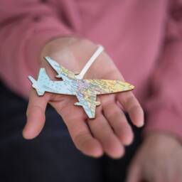 Airplane Ornament, Custom Map Gift For Him, Aeroplane Gift, Pilots Christmas Men's Gifts - thumbnail 1