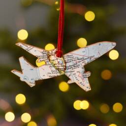 Airplane Ornament, Custom Map Gift For Him, Aeroplane Gift, Pilots Christmas Men's Gifts - thumbnail 2