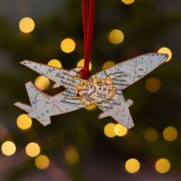 Airplane Ornament, Custom Map Gift For Him, Aeroplane Gift, Pilots Christmas Men's Gifts - thumbnail 3