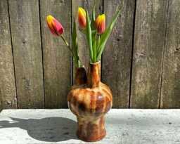 Handmade Multi-stem Vase, 7.75 Inches High, Wheel-Thrown & Altered Pottery, Ikebana, Tulipiere, Ceramic Sculpture, Centerpiece - thumbnail 1