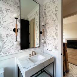 Double Glass Ball Shades & Wood Sconce Light White Brass Vanity Fixture Lamp Bathroom Wall Powder Room - thumbnail 3