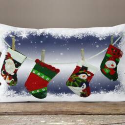 Reindeer Throw Pillow Cover/Christmas Cushions Covers/Rectangle Case/Santa Stocking Print Covers/ Christmas Case - thumbnail 2