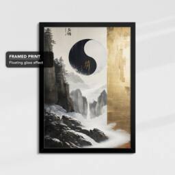Yin & Yang Oil Painting Framed Poster Print & Canvas Wall Decor Art Bedroom Home Interior Floral Gift - thumbnail 2