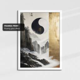 Yin & Yang Oil Painting Framed Poster Print & Canvas Wall Decor Art Bedroom Home Interior Floral Gift - thumbnail 3