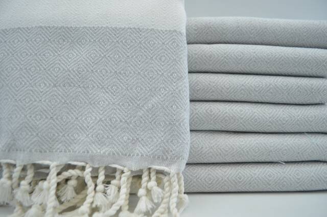 "Light Gray Towel, Diamond Towel, Beach Towel, Sauna Towel, Wholesale Towel, Turkish Towel, Peshtemal, 38""x70" - image 1