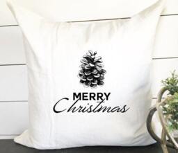 Merry Christmas Pillowcover, Pine Cone Pillow Cover, Decor, Gift, Rustic - thumbnail 2