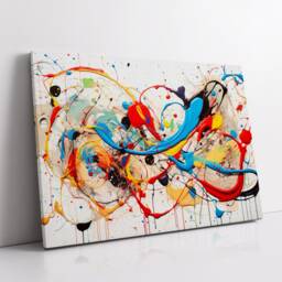 Colorful Paint Splash Abstract Oil Painting Splatter Style Wall Art, Framed Canvas Poster Print, Home Office Room Decor, Gifts - thumbnail 2
