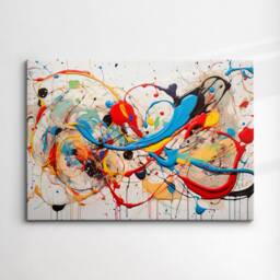 Colorful Paint Splash Abstract Oil Painting Splatter Style Wall Art, Framed Canvas Poster Print, Home Office Room Decor, Gifts - thumbnail 3