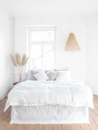 White Linen Duvet Cover - Queen & King Size Bedding, Soft Stonewashed Linen, Eco-Friendly Natural Fabric - thumbnail 1